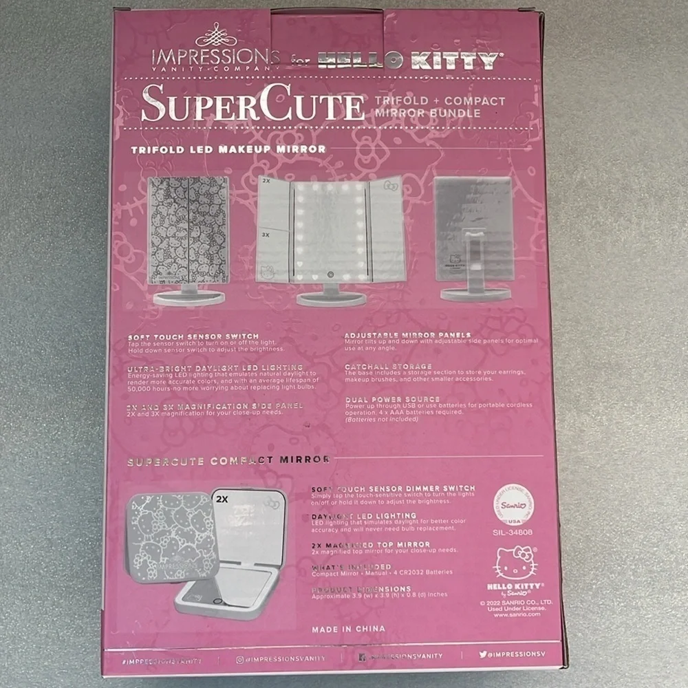 🆕 Impressions For Hello Kitty Super Cute  Trifold + Compact Mirror Bundle USB